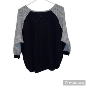 Vintage 90s SI-IAE Anthropologie Raglan Knit Sweater Black/Grey Size Small
